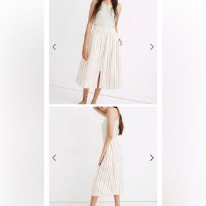 Madewell Linen-Cotton Smocked-Waist Button Down Midi Skirt Sz XS